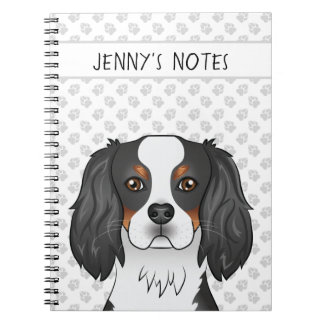 Tricolor Cavalier King Charles Spaniel Dog &amp; Text Notebook