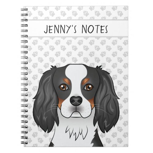 Tricolor Cavalier King Charles Spaniel Dog  Text Notebook