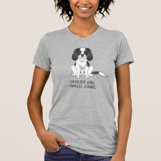 Tricolor Cavalier King Charles Spaniel Dog &amp; Text T-Shirt