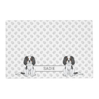 Tricolor Cavalier King Charles Spaniel Dogs &amp; Name Placemat