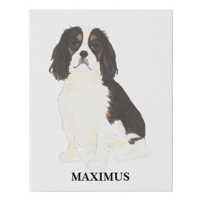 Tricolor Cavalier King Charles Spaniel Faux Canvas Print (Front)
