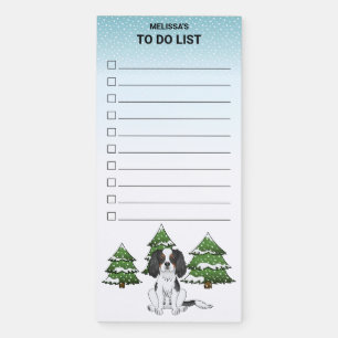 Tricolor Cavalier King Charles Spaniel In Winter Magnetic Notepad