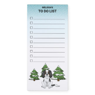 Tricolor Cavalier King Charles Spaniel In Winter Magnetic Notepad