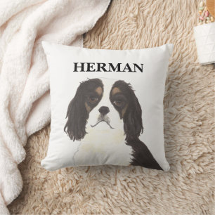 Tricolor Cavalier King Charles Spaniel Reversible Throw Pillow