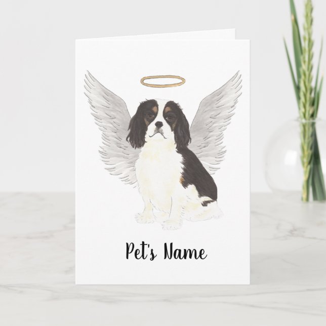 Tricolor Cavalier King Charles Spaniel Sympathy Card (Front)