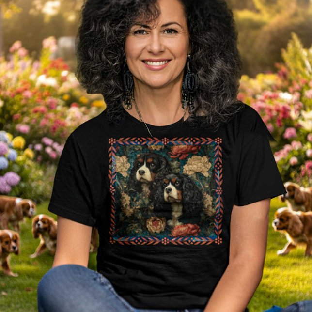 Tricolor Cavalier King Charles Spaniels CKCS Dogs T-Shirt (Creator Uploaded)