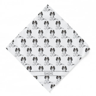 Tricolor Cavalier King Spaniel Dog Pattern &amp; Name Bandana