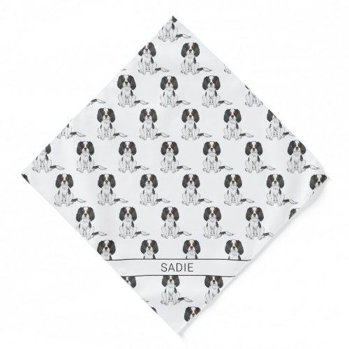 Tricolor Cavalier King Spaniel Dog Pattern  Name Bandana