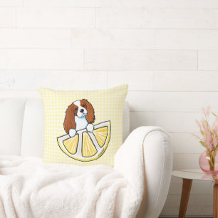 Tricolor Cavalier Lemon Gingham Throw Pillow