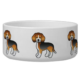 Tricolor Coat Cartoon Beagle Breed Dogs Bowl