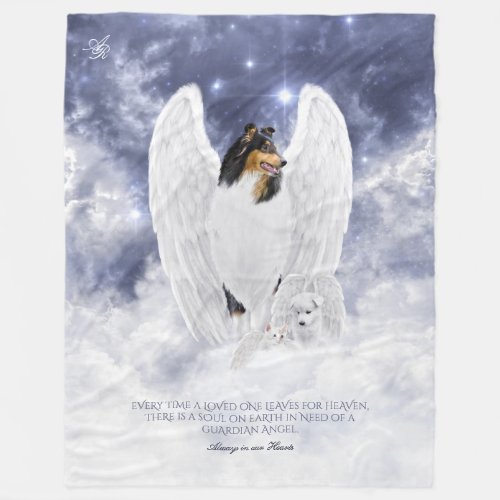 Tricolor Collie Angel  Cherubim Starry Heaven _ Fleece Blanket