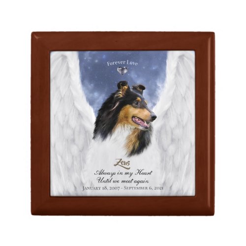 Tricolor Collie Angel Dog Portrait _ Pet Keepsake Gift Box