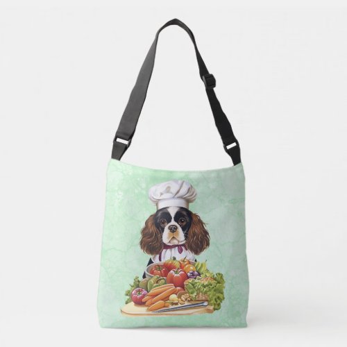 Tricolor Cooking Chef Cavalier Charles Spaniel Crossbody Bag