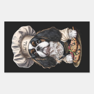 Tricolor Cooking Chef Cavalier Charles Spaniel Rectangular Sticker