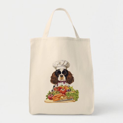 Tricolor Cooking Chef Cavalier Charles Spaniel Tote Bag