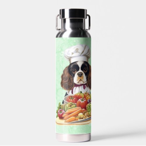 Tricolor Cooking Chef Cavalier Charles Spaniel Water Bottle