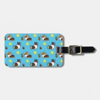 Tricolor Corgi Beach Party Luggage Tag by CorgiThings at Zazzle