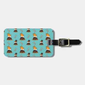 Tricolor Corgi Butts And Bones Luggage Tag by CorgiThings at Zazzle