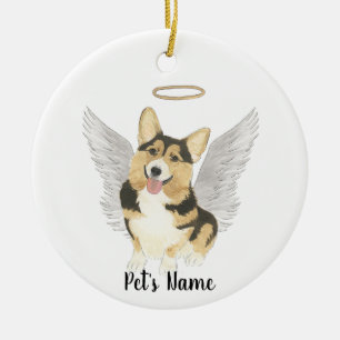 Tricolor Corgi Sympathy Memorial Ceramic Ornament