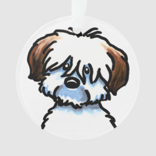 Tricolor Coton de Tulear Face Ornament