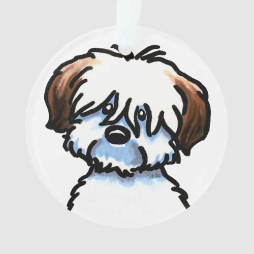 Tricolor Coton de Tulear Face Ornament