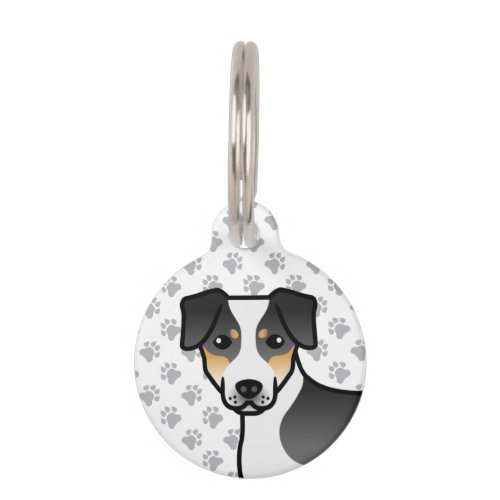 Tricolor Danish_Swedish Farmdog Cartoon Dog Head Pet ID Tag