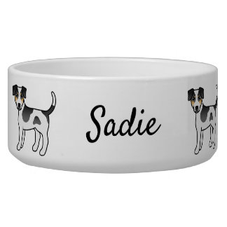 Tricolor Danish-Swedish Farmdog Cute Dog &amp; Name Bowl