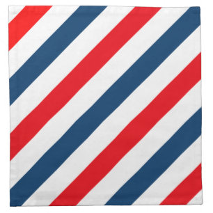 Tricolor Diagonal Stripes(blue, white, and red) Cloth Napkin