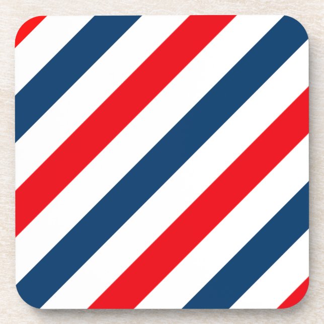 Tricolor Diagonal Stripes(blue, white, and red) Drink Coaster (Front)