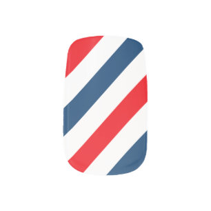 Tricolor Diagonal Stripes(blue, white, and red) Minx Nail Art