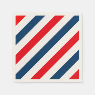 Tricolor Diagonal Stripes(blue, white, and red) Paper Napkins