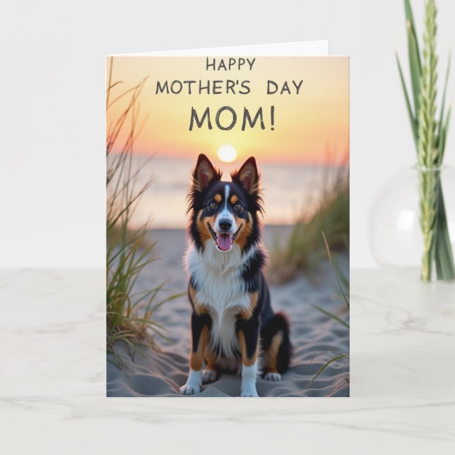 Tricolor Dog Mothers Day Scene Card (Front)