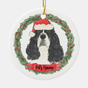 Tricolor English Springer Spaniel Christmas Ceramic Ornament