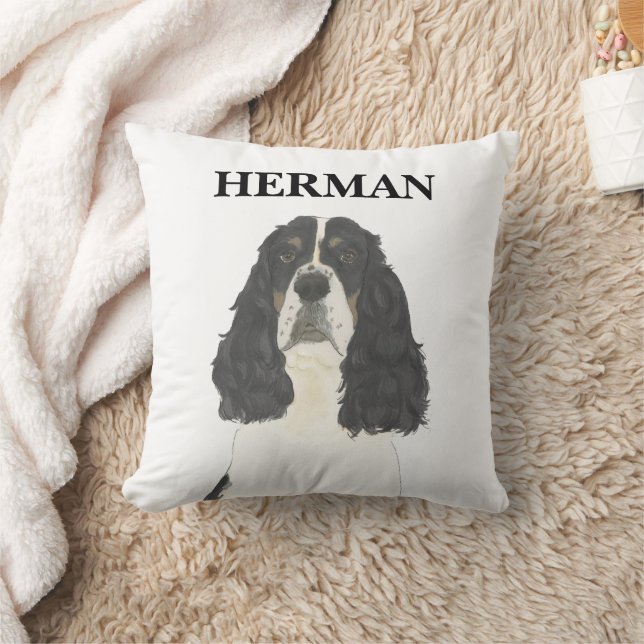 Tricolor English Springer Spaniel Reversible Throw Pillow (Blanket)