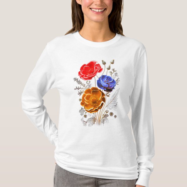 Tricolor Flowers T-Shirt (Front)
