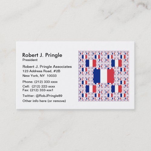 Tricolor France Flag in Multiple Colorful Layers Business Card