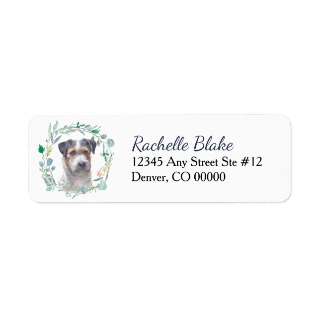 Tricolor Jack Russell Terrier Wreath Label (Front)