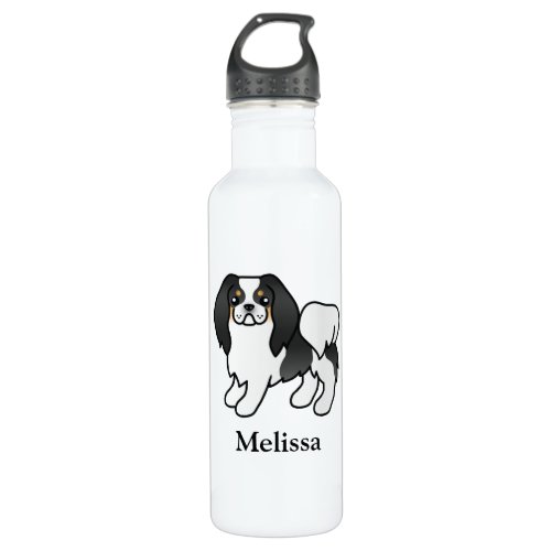 Tricolor Japanese Chin Cartoon Dog  Name Stainless Steel Water Bottle