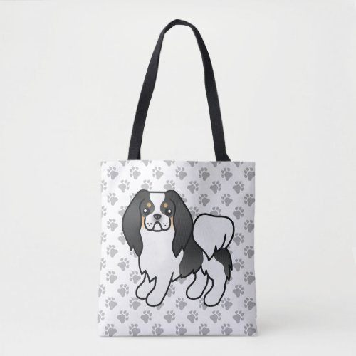 Tricolor Japanese Chin Cartoon Dog  Paws Tote Bag