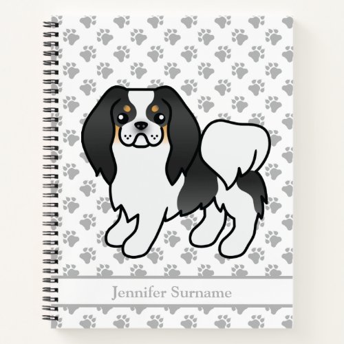 Tricolor Japanese Chin Cartoon Dog  Text Notebook