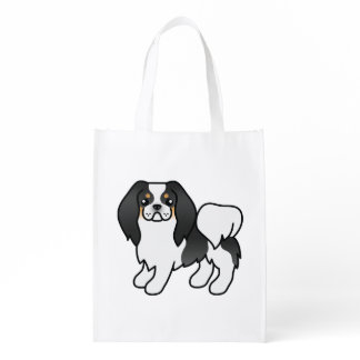 Tricolor Japanese Chin Cute Cartoon Dog Grocery Bag
