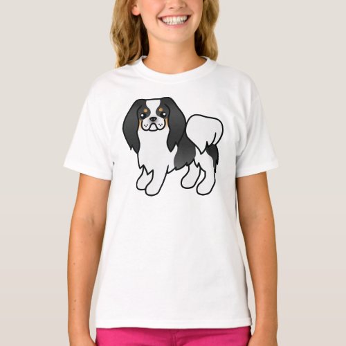 Tricolor Japanese Chin Cute Cartoon Dog T_Shirt