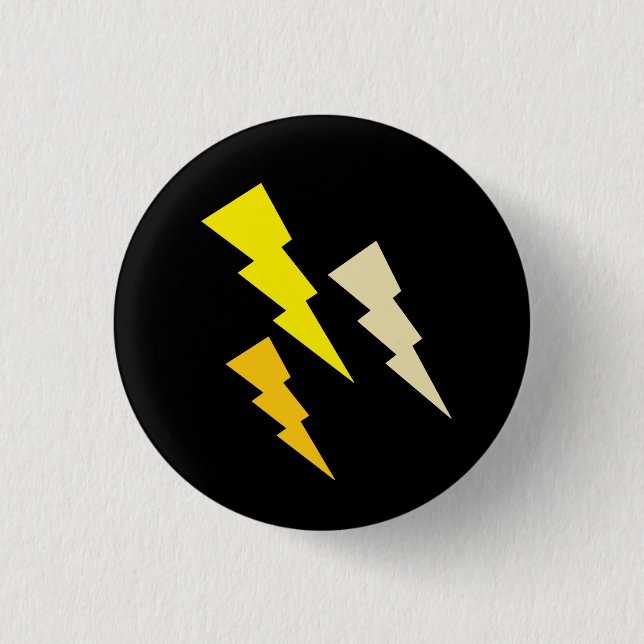 Tricolor Lightning Bolt Pinback Button (Front)