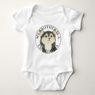 Tricolor Long Haired Chihuahua Big Brother Baby Bodysuit