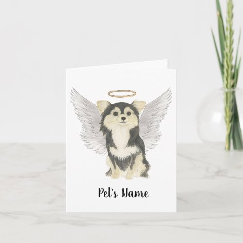 Tricolor Long Haired Chihuahua Sympathy Memorial Card