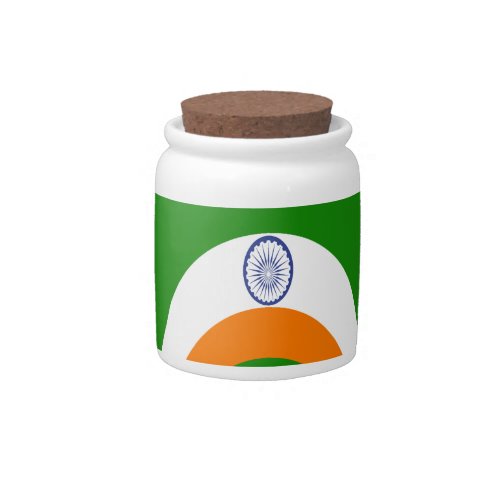Tricolor of  a very deep saffron white GREEN Candy Jar