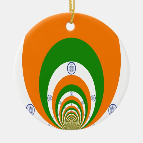 Tricolor of  a very deep saffron white GREEN Ceramic Ornament