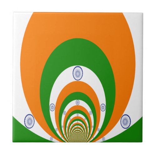 Tricolor of  a very deep saffron white GREEN Ceramic Tile