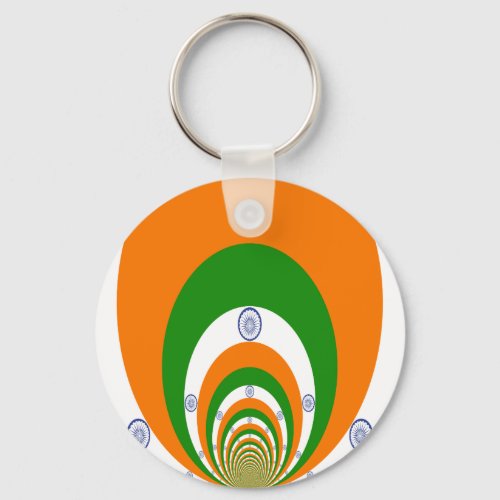 Tricolor of  a very deep saffron white GREEN Keychain