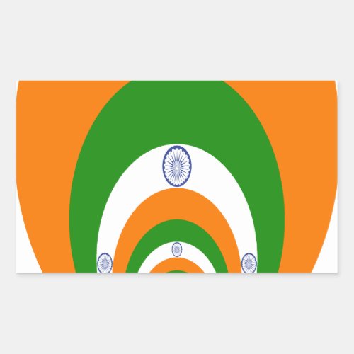 Tricolor of  a very deep saffron white GREEN Rectangular Sticker
